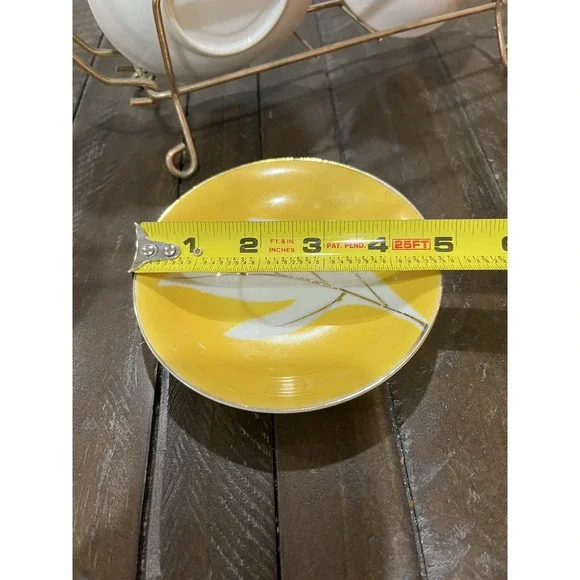 Vintage Napco Tea Set Yellow Gold Rack Leaf Saucer 4ZD-5415 Porcelain‎ Set Of 6